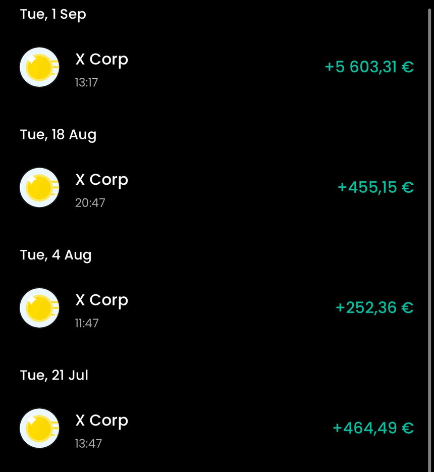 Надходження від X Corp у банку